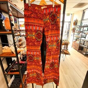 Free People Penny Pull-On Corduroy Flares – Vibrant Geo Print (Size 27)